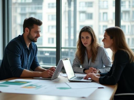 NetItalia Progetti team collaborating in an office in Milan