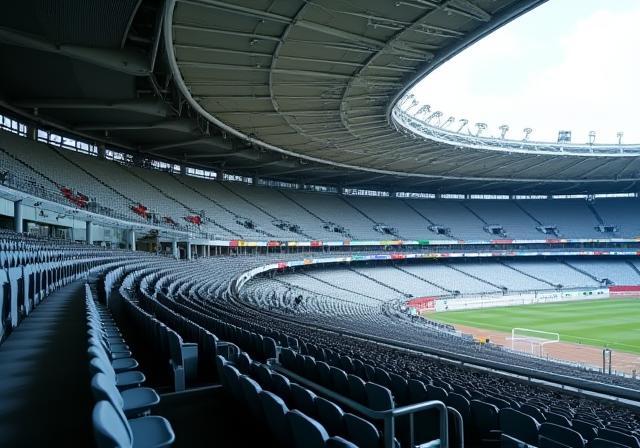 Interior view of stadium showing DAS antennas